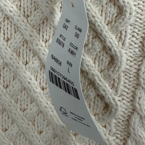 NWT J.Crew 100% Cotton Cable Knit Sweater Ivory Cream BS978 FA23 Pullover - Picture 10 of 10